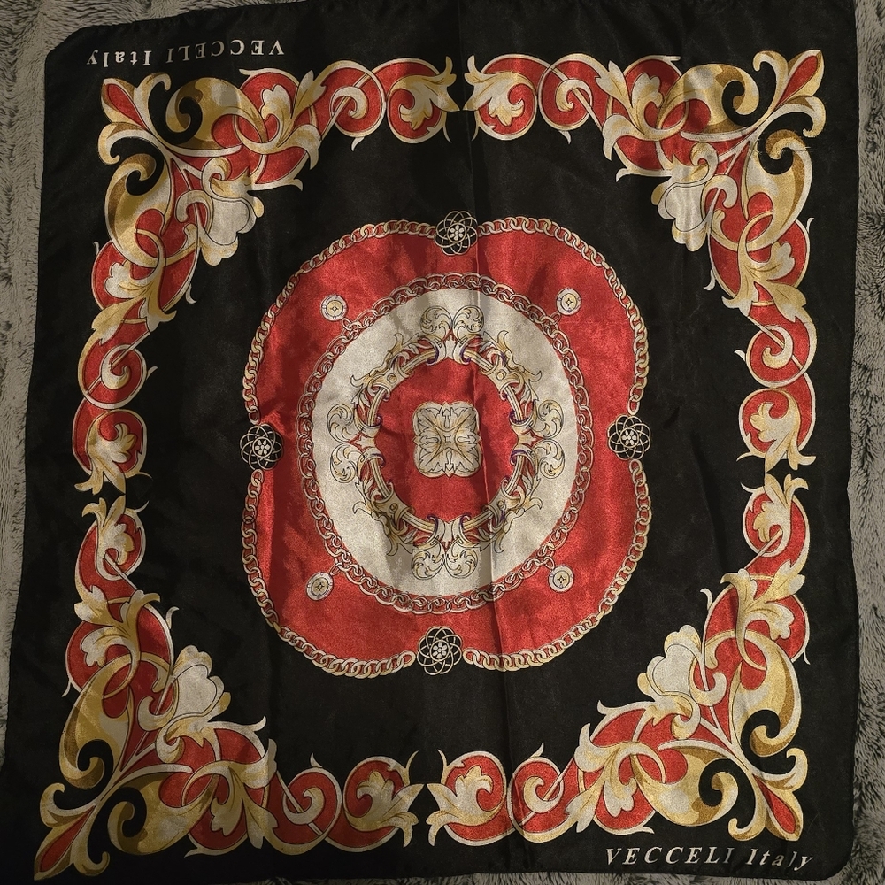Vecceli Italy Black, Gold and Red Scarf